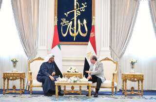 السيسى يستقبل رئيس دولة الإمارات بالعلمين